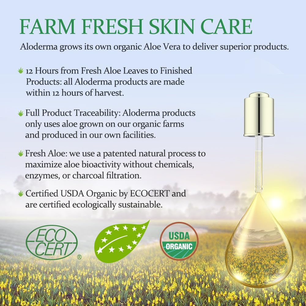 Organic Aloe Vera Gel for Face & Body, 96% Pure Aloe Gel Made within 12 Hours of Harvest, Ideal for Skin, Scalp, & Hair Hydration, Calming Moisturizer for Soothing after Sun Care Relief, 7Oz