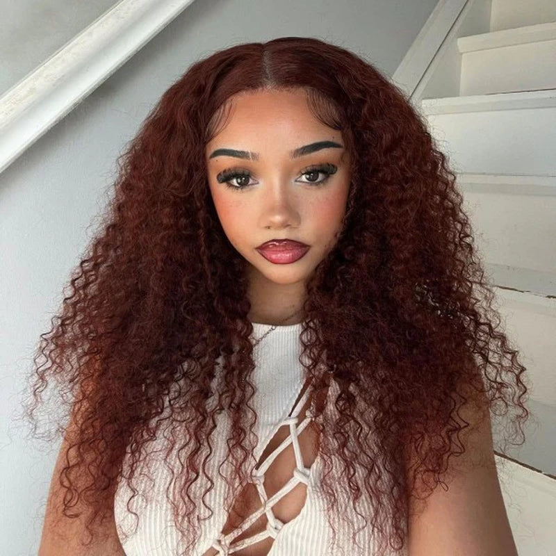 Auburn Lace Front Wigs Deep Wave Wigs 13X4 Lace Frontal Wigs Reddish Brown Wig 30 Inch HD Transparent Lace Wigs