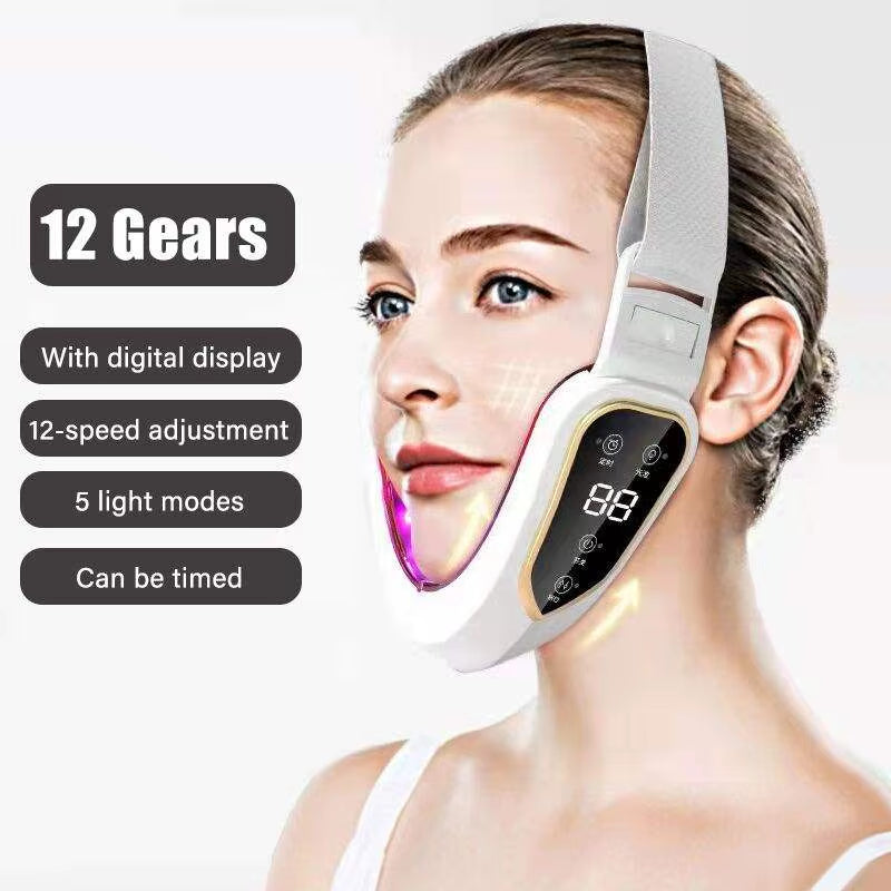 LED Photon Therapy Facial Slimming Vibration Massager Facial Lifting Device Facial Heated Double Chin V Face Vibration Massager