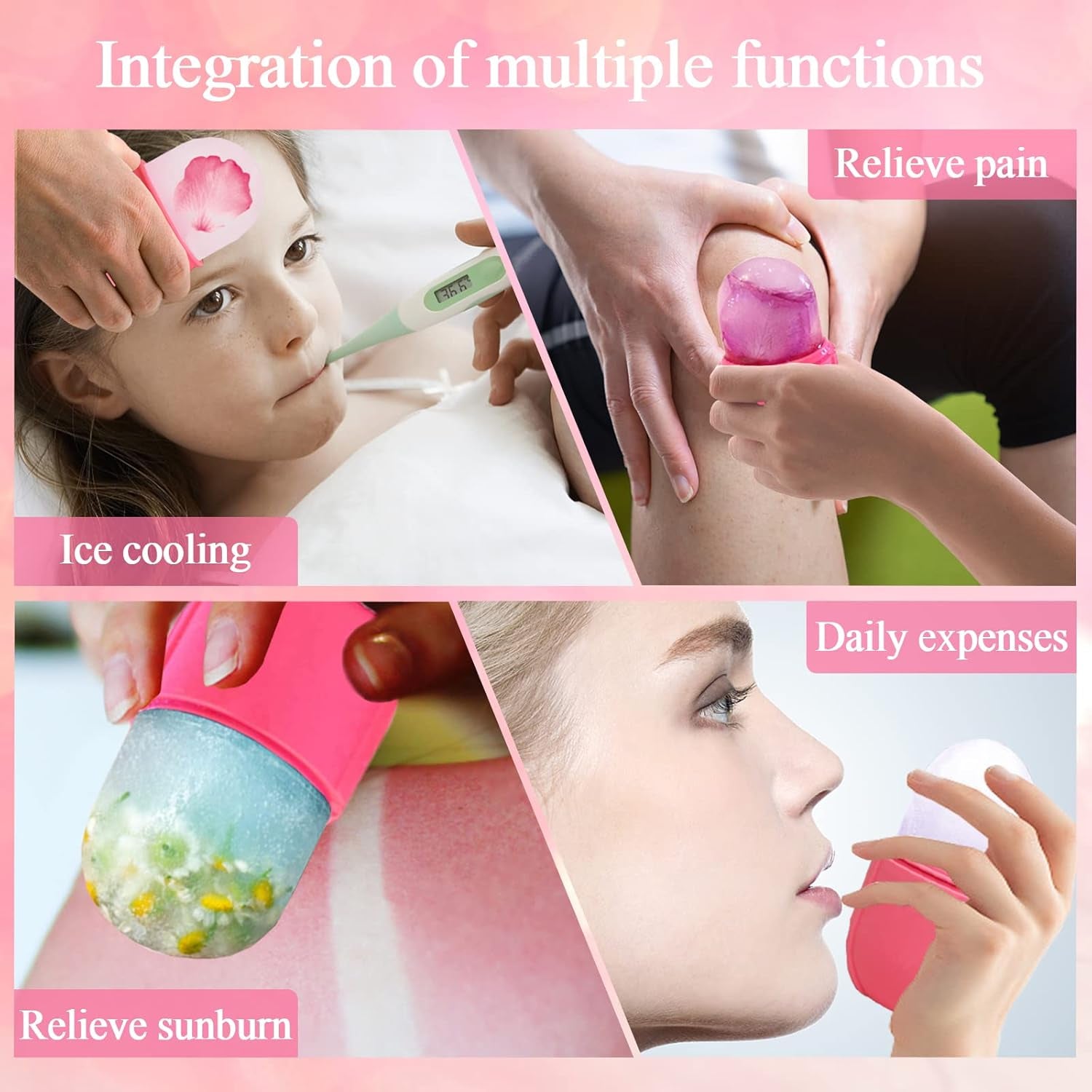 Ice Roller for Face and Eye,Ice Face Roller for Facial Beauty,Shrink Pore Icing Tool,Remove Fine Lines and Edema(Pink)