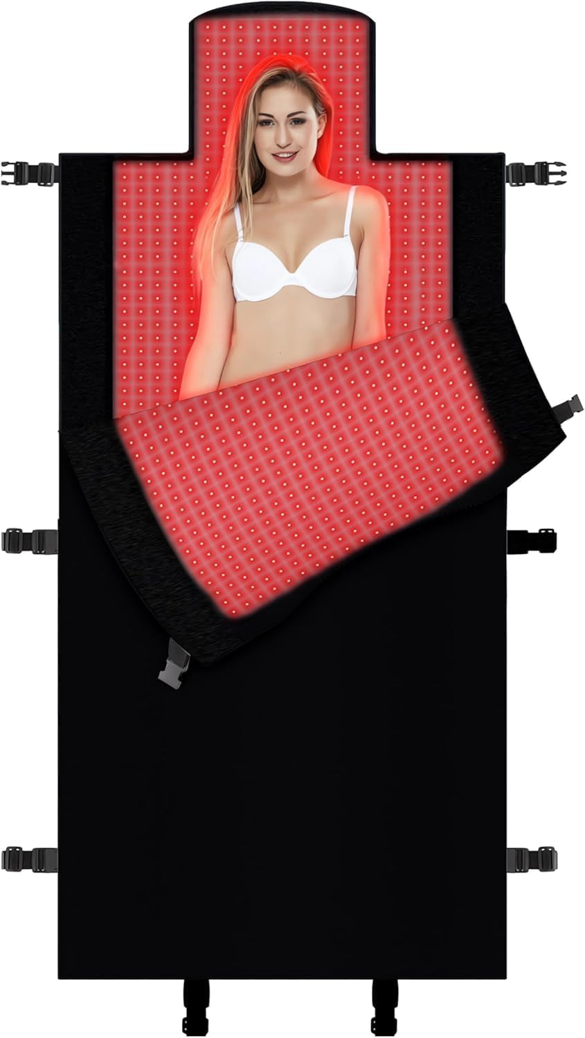 2025 New 3100Pcs Dual Wavelength LED Beads 660Nm&850Nm Red Light Therapy Mat Full Body Used to Relieve Pain 71''X 33''（Black）