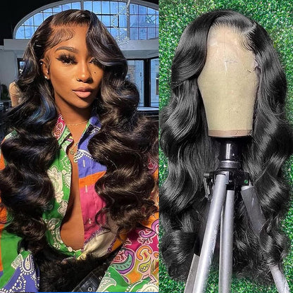 Human Hair Wigs for Black Women HD Body Wave Lace Front Wigs Human Hair Glueless Wigs Human Hair Pre Plucked 10A 13X6 Lace Front Wigs Human Hair Pre Plucked 180 Density Wig 34 Inch