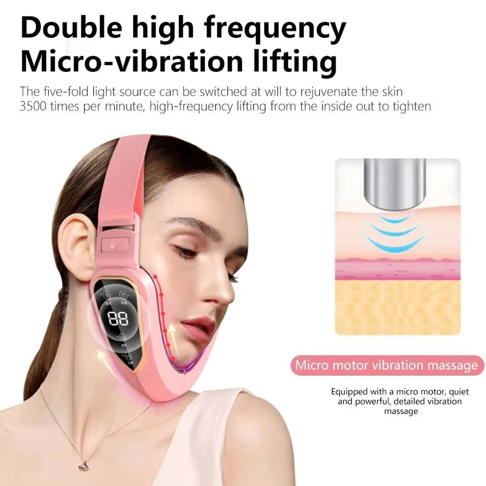 LED Photon Therapy Facial Slimming Vibration Massager Facial Lifting Device Facial Heated Double Chin V Face Vibration Massager