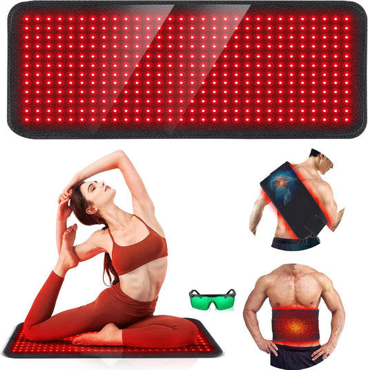 Red Light Therapy Mat, 360PCS Large Red Light Therapy Pad for Body with 660Nm 850Nm near Infrared Light Redlight Therapy Devices Mats Belt for Back Waist Shoulder Discomfort with Timer Pulse