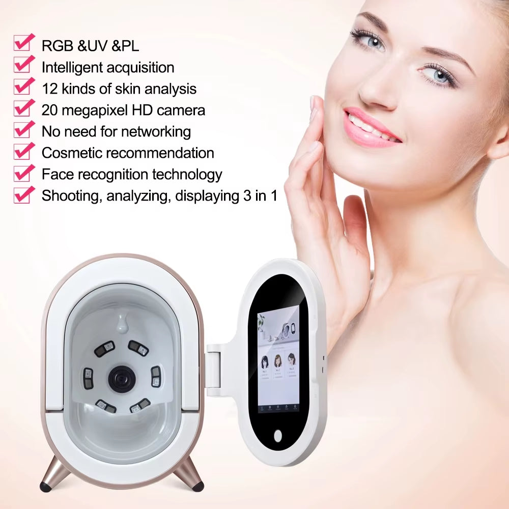 3D Skin Scanner Care Facial Analyzer Monitor Machine Magic Mirror Portable Testing English Detector Face Camera Test Analysis