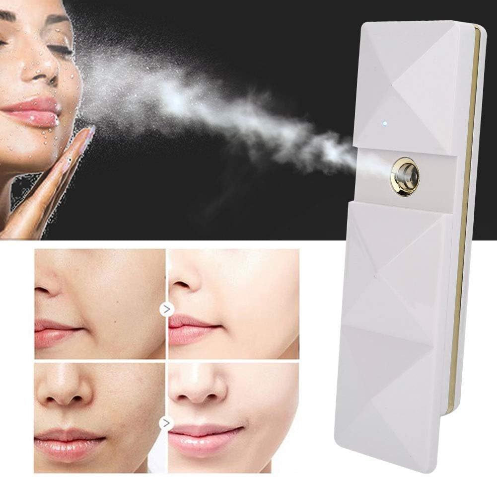 Facial Mister Face Mist Sprayer Protable USB Handy Mist Spray Humidifier Face Hydration Atomization Sprayer USB Rechargeable Mini Beauty Device(White)