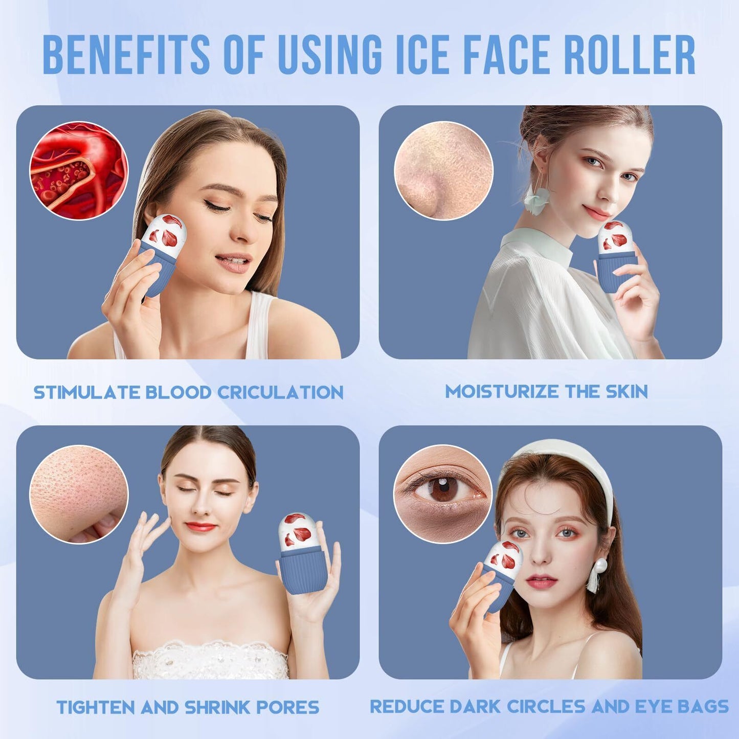 Ice Roller Cold Facial Ice Roller Massager for Eye Puffiness Ice Roller