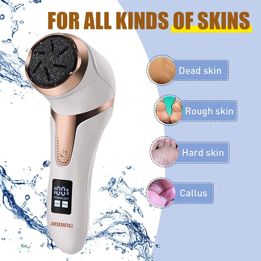 Electric Callus Remover for Feet, Foot Scrubber Powered by USB Cable or Battery, IPX7 Waterproof Foot Callus Remover with 3 Roller, Foot Grinder Suitable for Dry and Cracked Skin