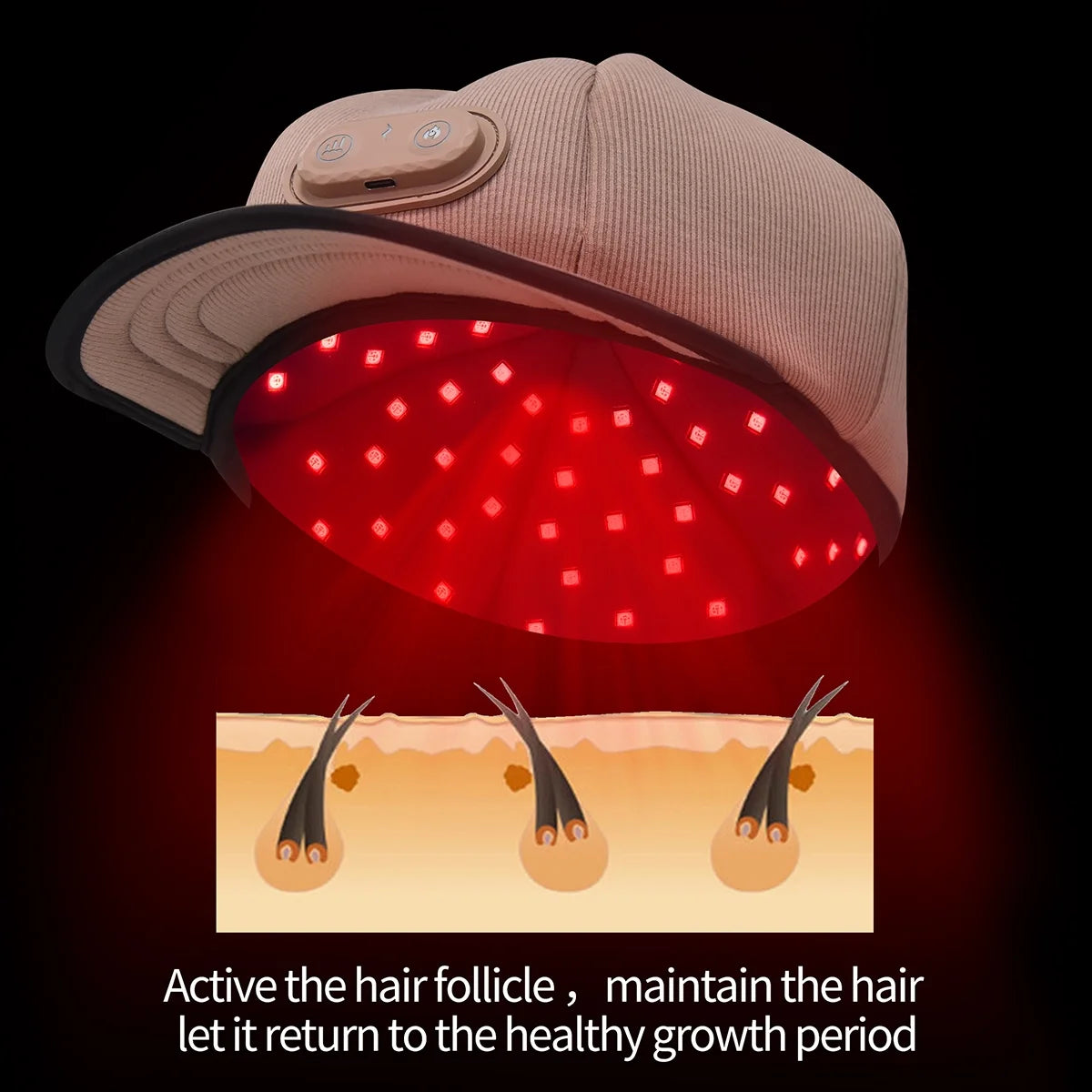 Laser Therapy Cap for Hair Regrowth Hair Loss Treatments for Men & Women & Hair Growth Products for Men with Thinning Hair, Hair Regrowth Treatments Laser Cap, Red Light Therapy Cap, Wireless Charging