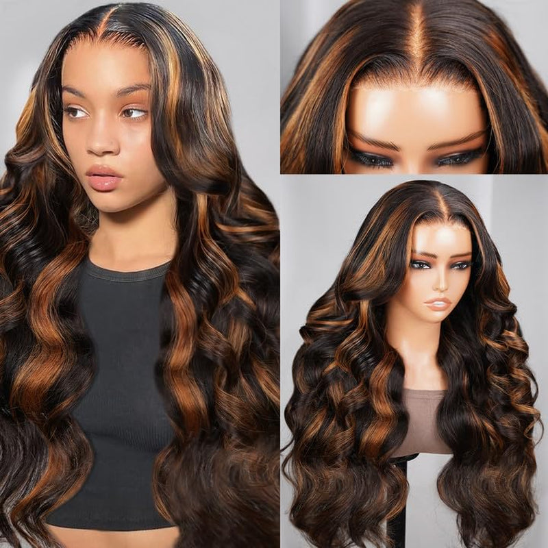 5X6 1BP30 Wear and Go Glueless Wigs Human Hair Pre Cut 24Inch and 13X4 Tiny Knots Real Pre Bleached Body Wave Wigs 24Inch