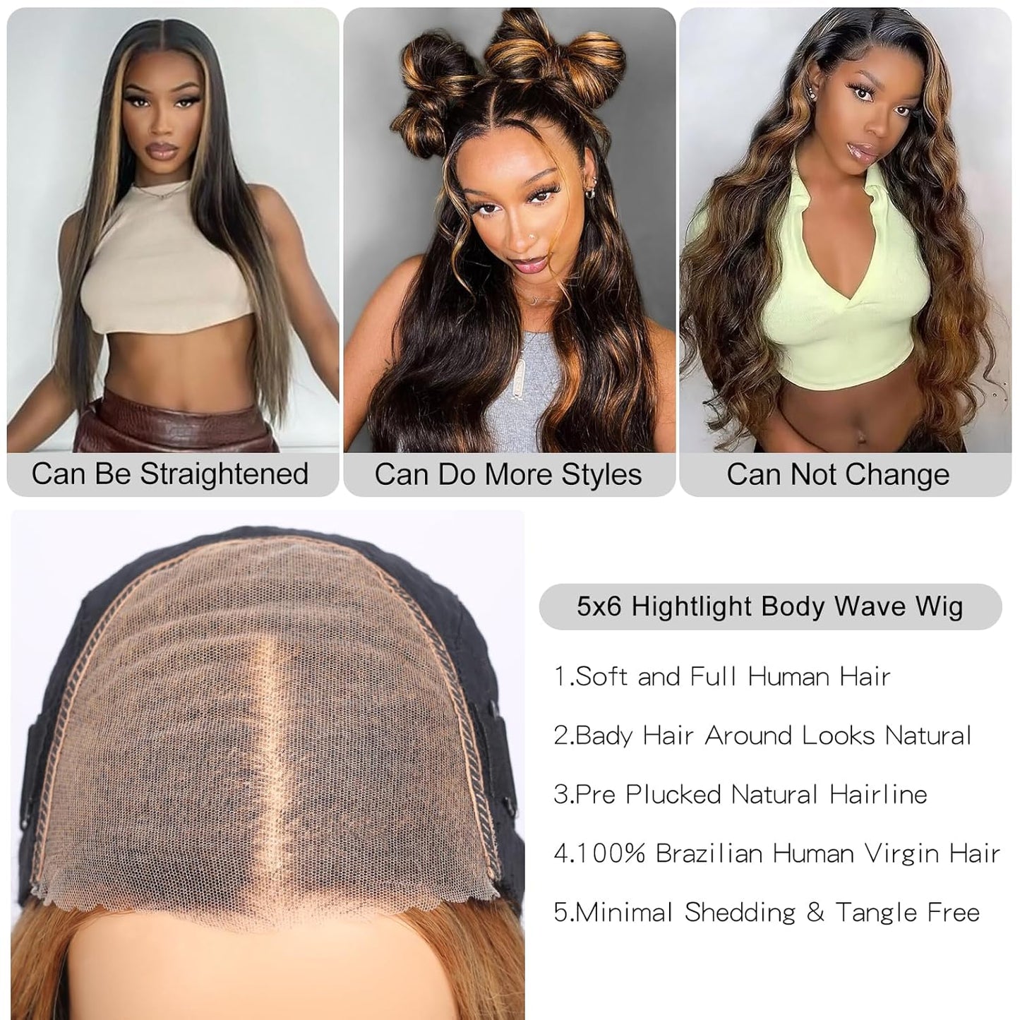 5X6 1BP30 Wear and Go Glueless Wigs Human Hair Pre Cut 24Inch and 13X4 Tiny Knots Real Pre Bleached Body Wave Wigs 24Inch