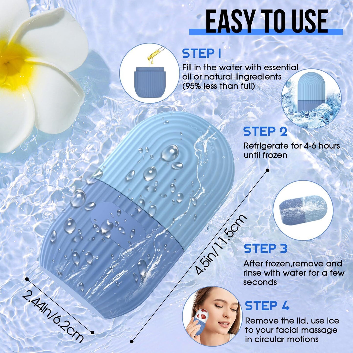 Ice Roller Cold Facial Ice Roller Massager for Eye Puffiness Ice Roller