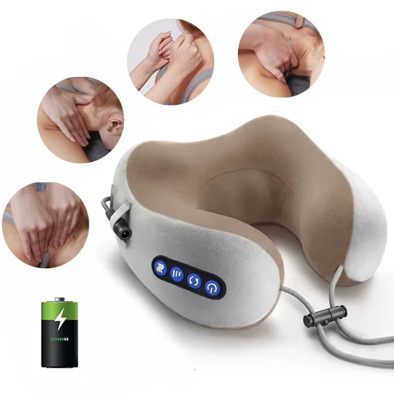 Multifunctional Portable U Shaped Electric Neck Massager Pillow Shoulder Cervical Outdoor Home Car Relaxing Massager