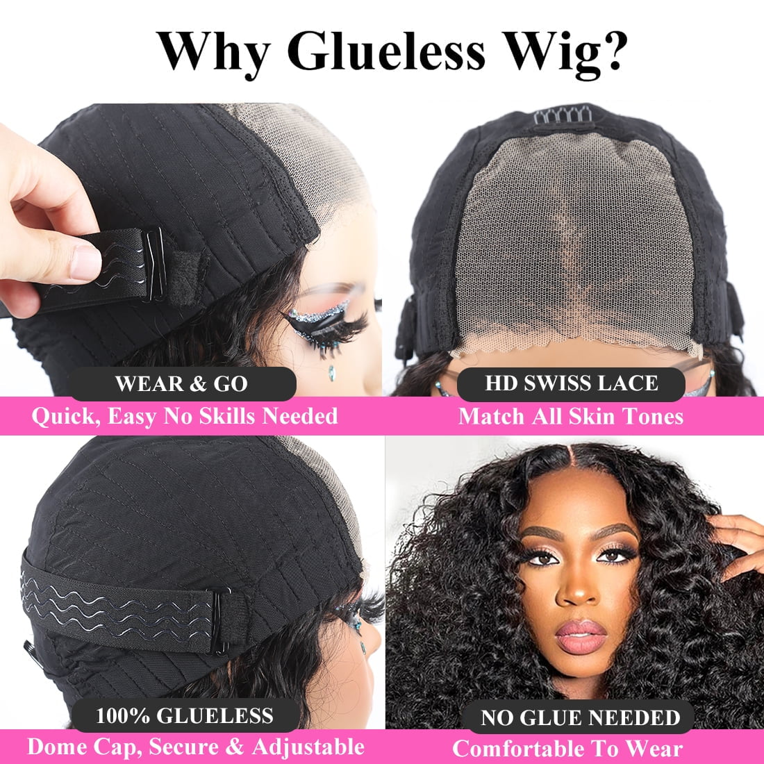 Wear and Go Glueless Wigs Human Hair Kinky Curly 4X4 Lace Front Wigs Human Hair Glueless Wig for Beginners Curly Closure Wigs Human Hair for Women 28 Inch