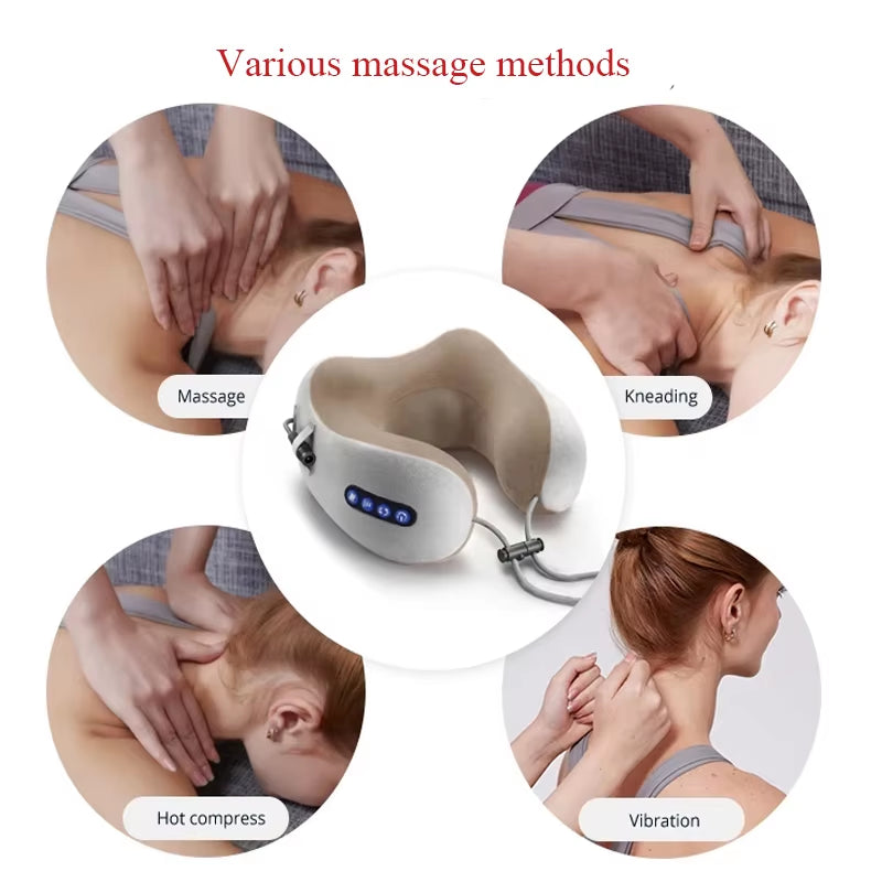 Multifunctional Portable U Shaped Electric Neck Massager Pillow Shoulder Cervical Outdoor Home Car Relaxing Massager