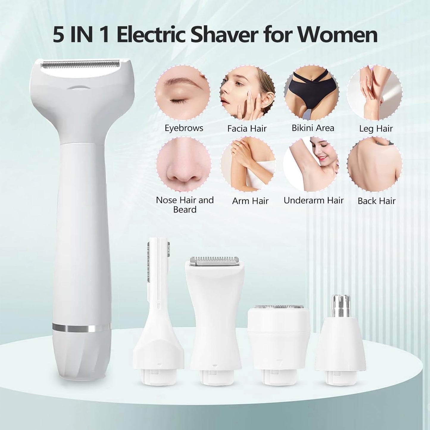 Pluxy Epil Pro 3.0 Women Face Epilator, Pluxy Hair Removal for Face,5-In-1 Painless Body Shaver and Facial Epilator, Rechargeable Bikini Trimmer Female Shaver for Facial, Legs, Underarm, Nose