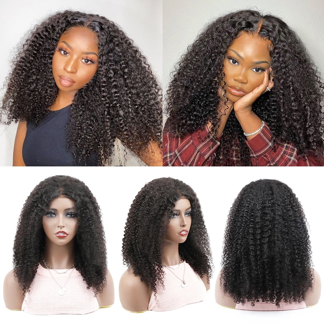 Wear and Go Glueless Wigs Human Hair Kinky Curly 4X4 Lace Front Wigs Human Hair Glueless Wig for Beginners Curly Closure Wigs Human Hair for Women 28 Inch