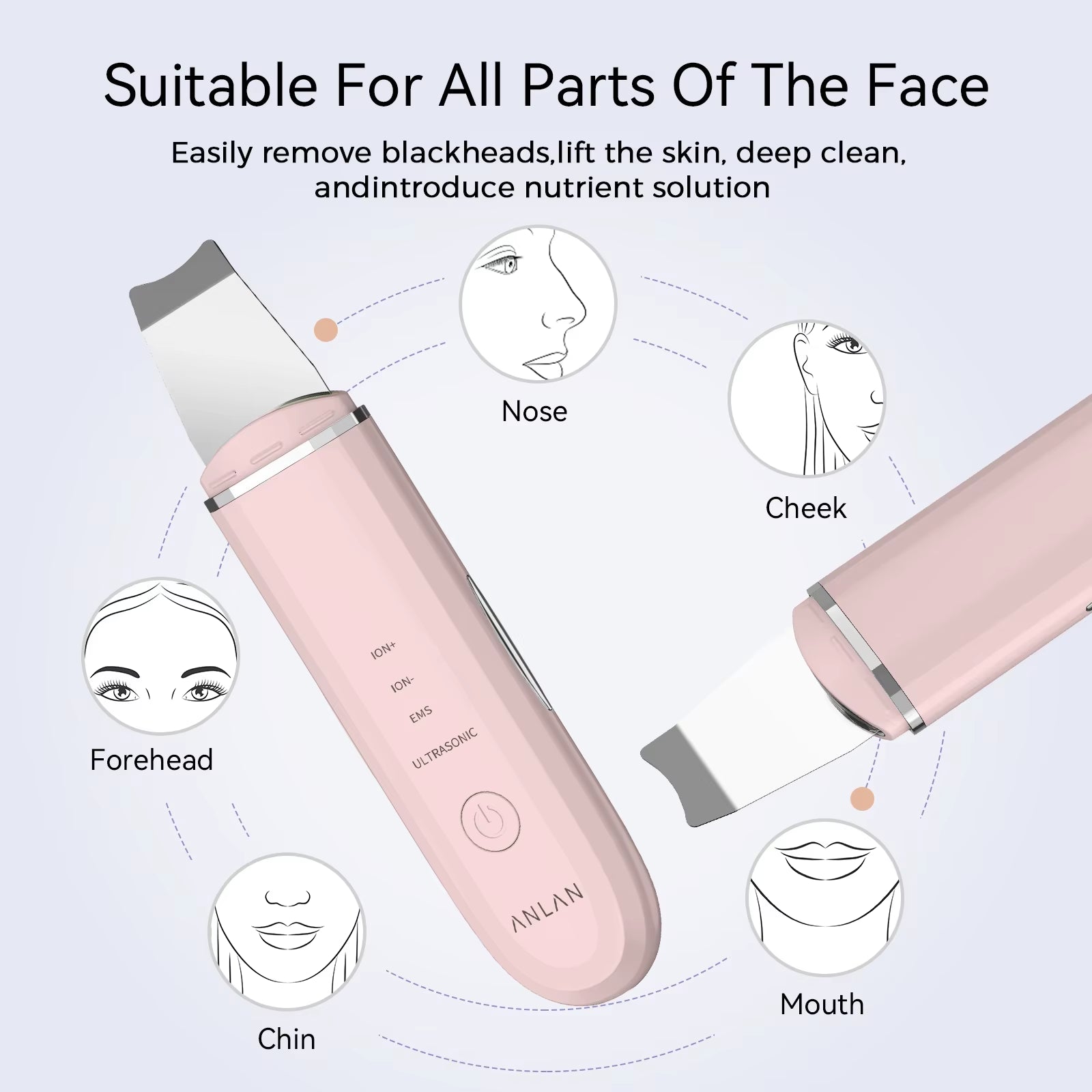 Ultrasonic Skin Scrubber Deep Cleaning Limpieza Facial Pore Spatula EMS Facial Lifting Ultrasonic Peeling Skin Care Tool