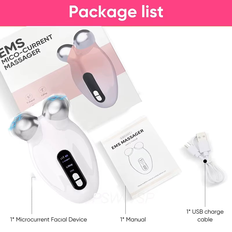 Face Lifting Massager EMS Microcurrent Roller Massage for Double Chin Reducer Tighten anti Wrinkle Massage Beauty Devices