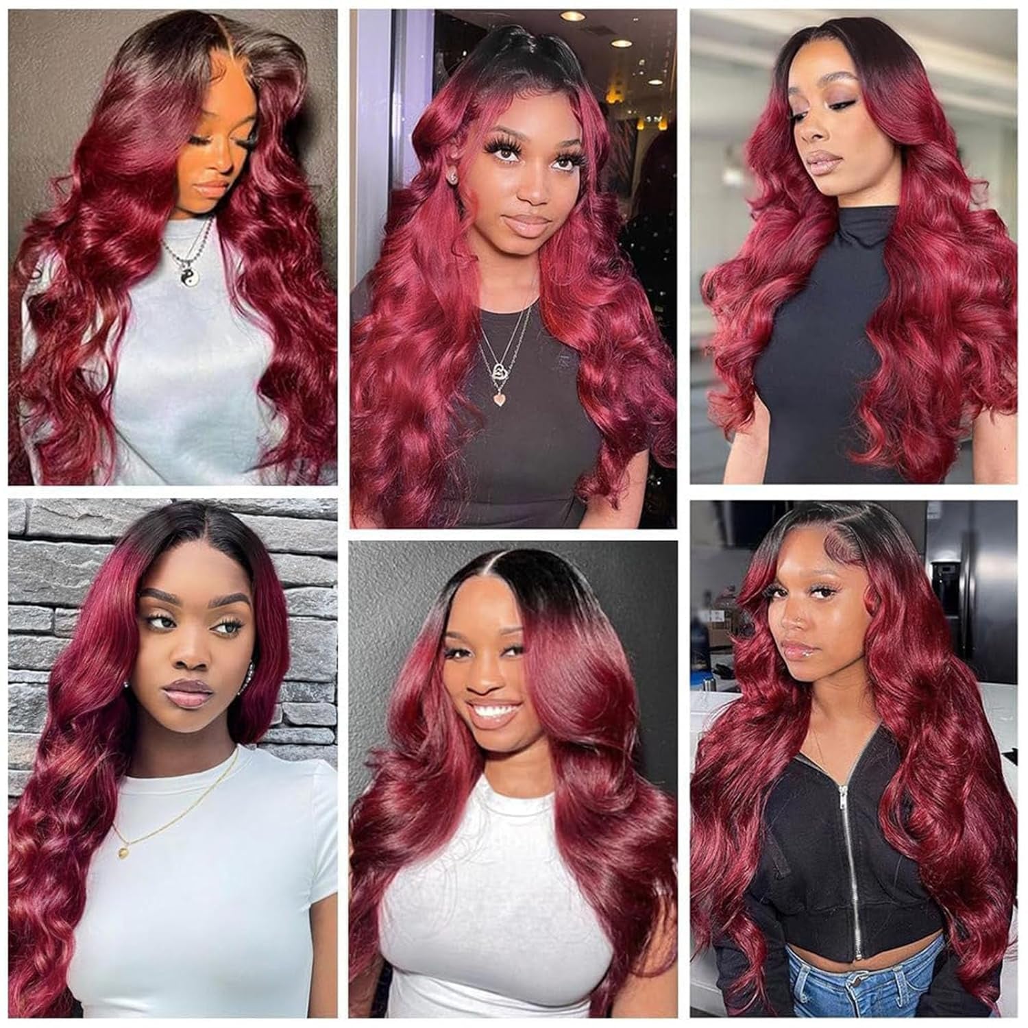 Human Hair Wig 5X5 Omber Burgundy 99J Body Wave Lace Front Wigs Human Hair Burgundy Human Hair Wig 200% Density 99J Body Wave HD Lace Front Wigs Human Hair