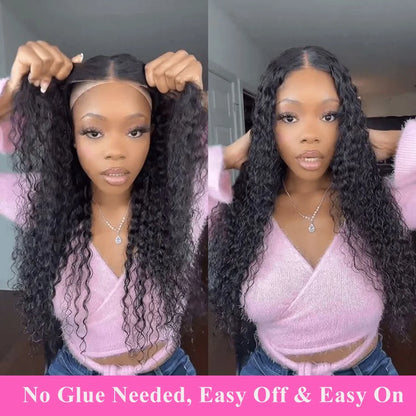 Wear and Go Glueless Wigs Human Hair Kinky Curly 4X4 Lace Front Wigs Human Hair Glueless Wig for Beginners Curly Closure Wigs Human Hair for Women 28 Inch