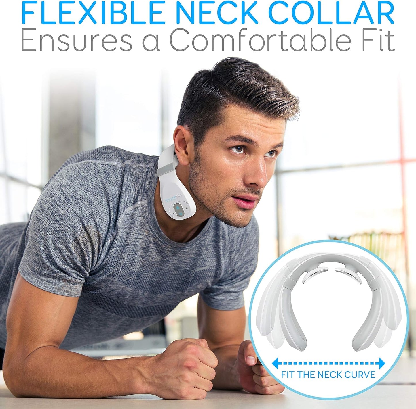 Smart Neck Massager with Heat - Cordless Rechargeable Trigger Point Deep Tissue Portable Neck Massager W/ Heat Vibration, for Men & Women -  SLNKMSG120, White