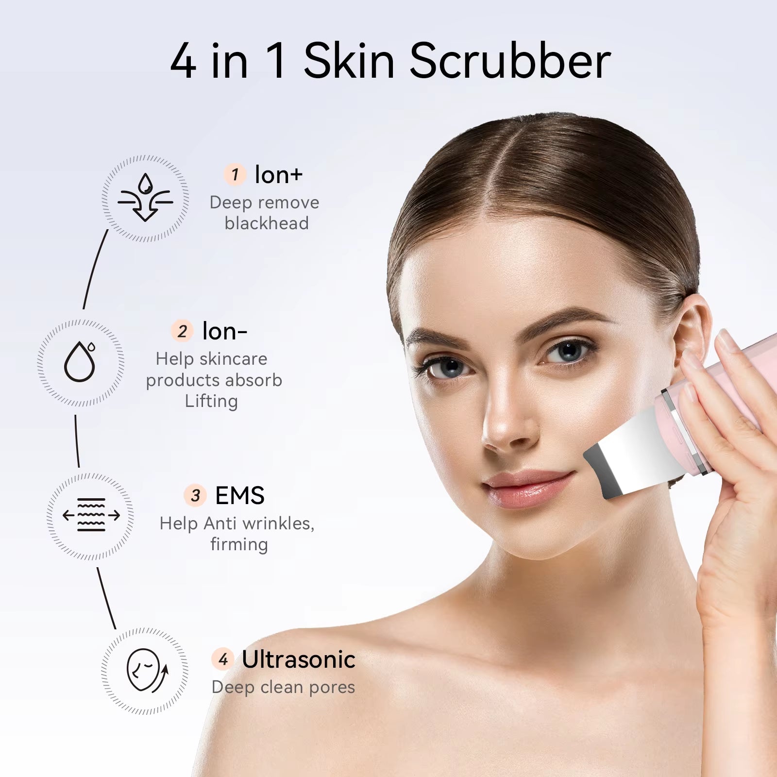 Ultrasonic Skin Scrubber Deep Cleaning Limpieza Facial Pore Spatula EMS Facial Lifting Ultrasonic Peeling Skin Care Tool