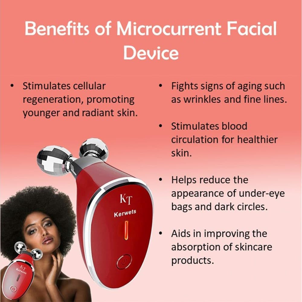 Microcurrent Facial Device, Facial Massager, Face Sculpting Tool, Face Roller Skin Care, anti Aging, Face Lightening Device, Facial Tools, Face Lift, Facial Roller Wrinkle Renoval, Gua Sha