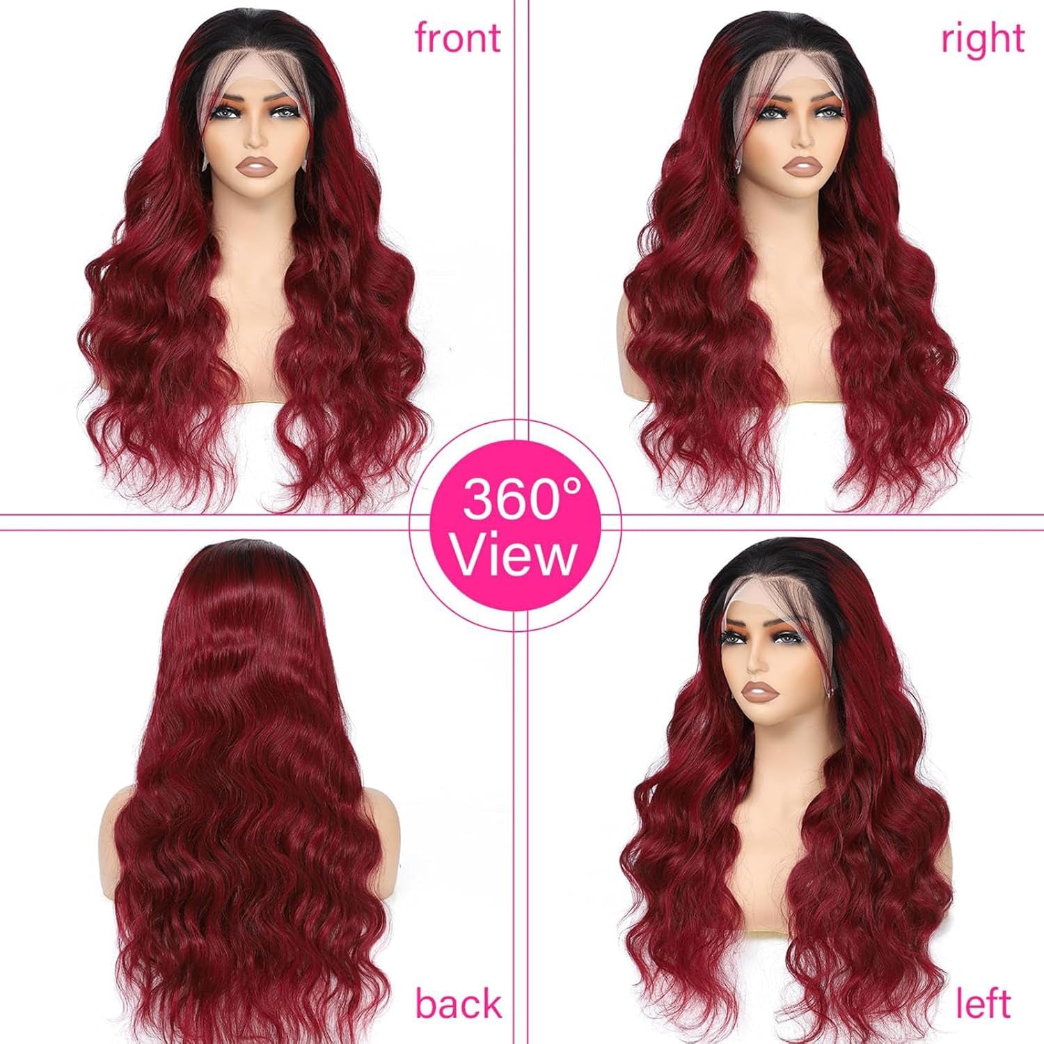 Human Hair Wig 5X5 Omber Burgundy 99J Body Wave Lace Front Wigs Human Hair Burgundy Human Hair Wig 200% Density 99J Body Wave HD Lace Front Wigs Human Hair