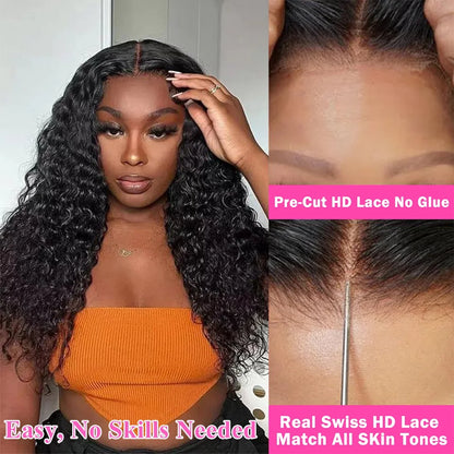 Wear and Go Glueless Wigs Human Hair Kinky Curly 4X4 Lace Front Wigs Human Hair Glueless Wig for Beginners Curly Closure Wigs Human Hair for Women 28 Inch