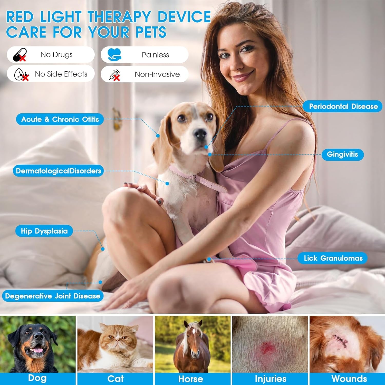 RED Light Device, Lllt Low Level Therapy Device with LED Display & Tripod, Infrared Light Therapy Reduces Fatigue, Red Light Therapy Is Available in a Variety of Modes for Use on Humans/Pet