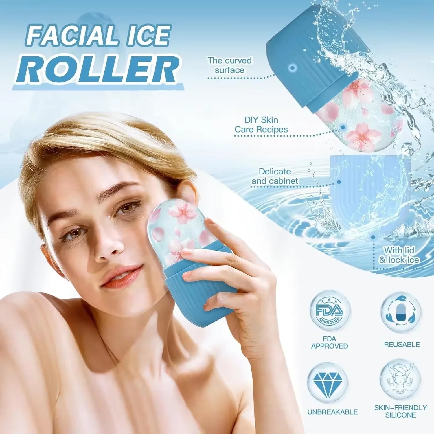 Silicone Ice Roller Mold Mini Portable Face Cleansing Tool Cold Compress Soothing Massage Ice Box Durable Skin Care Tool