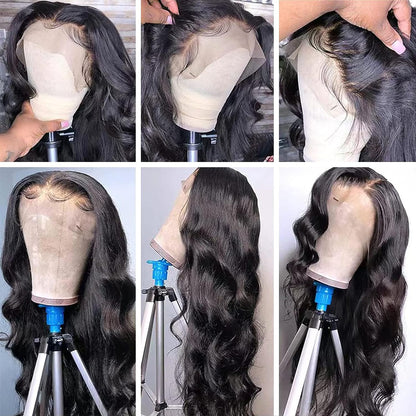 Human Hair Wigs for Black Women HD Body Wave Lace Front Wigs Human Hair Glueless Wigs Human Hair Pre Plucked 10A 13X6 Lace Front Wigs Human Hair Pre Plucked 180 Density Wig 34 Inch