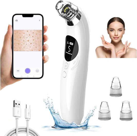 2024 Upgraded Blackhead Remover Pore Vacuum with Camera, Black Head Remover for Face, Electric Extractor Tools for Acne Comedone Whitehead, 5 Modes 4 Probes Pore Cleaner Pimple Popper Tool Kit