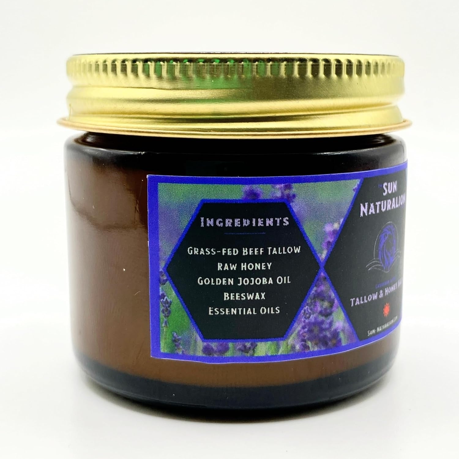 Tallow & Honey Balm (Lavender Scent), Made with 100% Grass-Fed Beef Tallow and Organic Ingredients, Great for Sun-Damaged Skin, Dry Skin and More