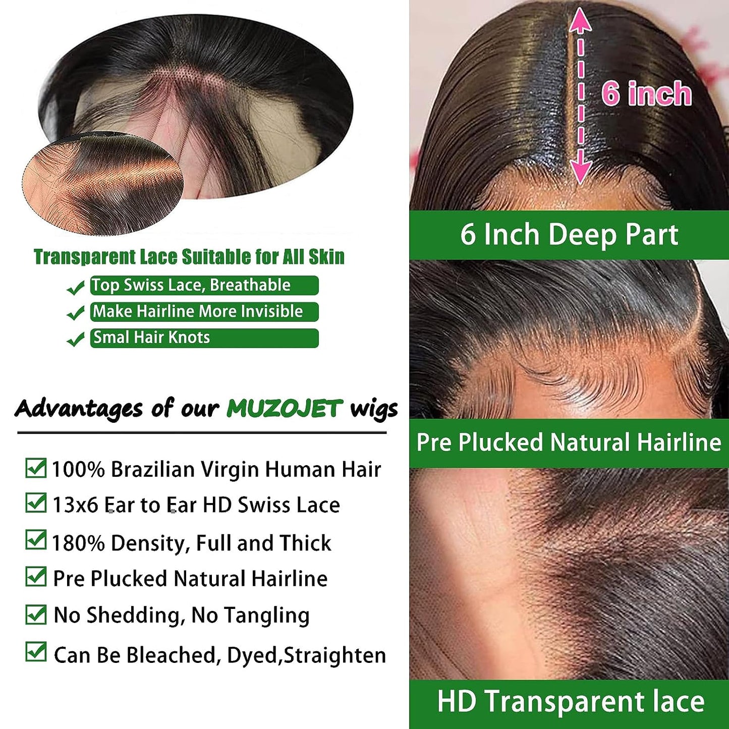 Human Hair Wigs for Black Women HD Body Wave Lace Front Wigs Human Hair Glueless Wigs Human Hair Pre Plucked 10A 13X6 Lace Front Wigs Human Hair Pre Plucked 180 Density Wig 34 Inch