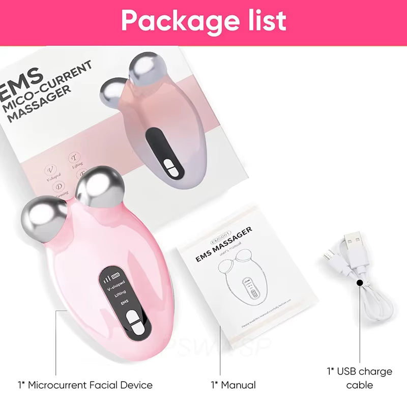 Face Lifting Massager EMS Microcurrent Roller Massage for Double Chin Reducer Tighten anti Wrinkle Massage Beauty Devices