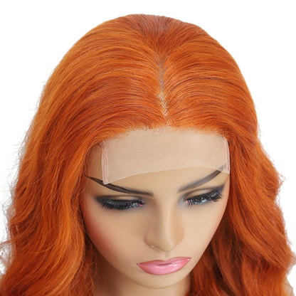 22 Inch Orange Lace Front Wigs Human Hair Body Wave 4X4 Hd Transparent Lace Closure Wig Brazilian Human Hair Pre Plucked with Baby Hair Glueless Wig Human Hair #350 Ginger Colored