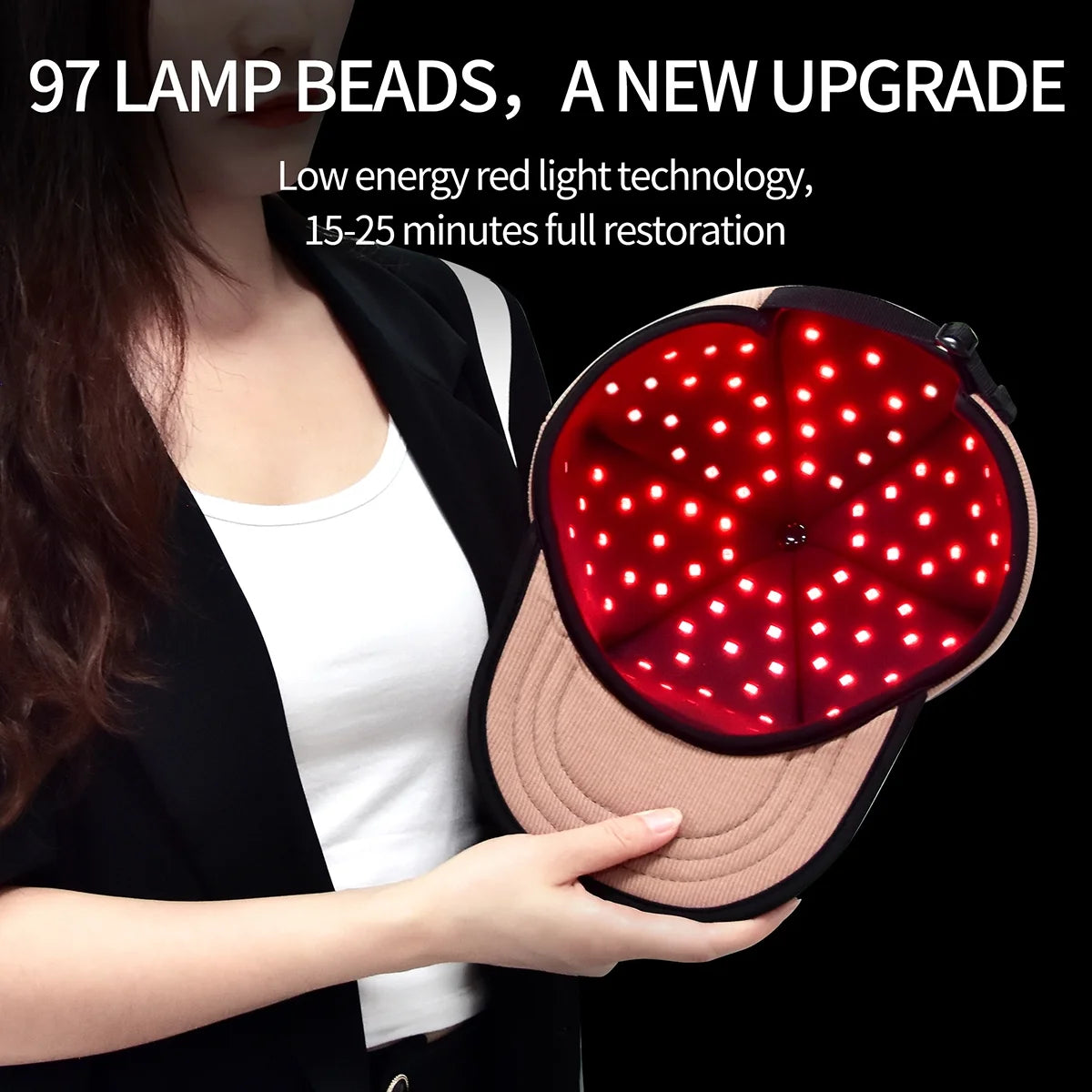 Laser Therapy Cap for Hair Regrowth Hair Loss Treatments for Men & Women & Hair Growth Products for Men with Thinning Hair, Hair Regrowth Treatments Laser Cap, Red Light Therapy Cap, Wireless Charging