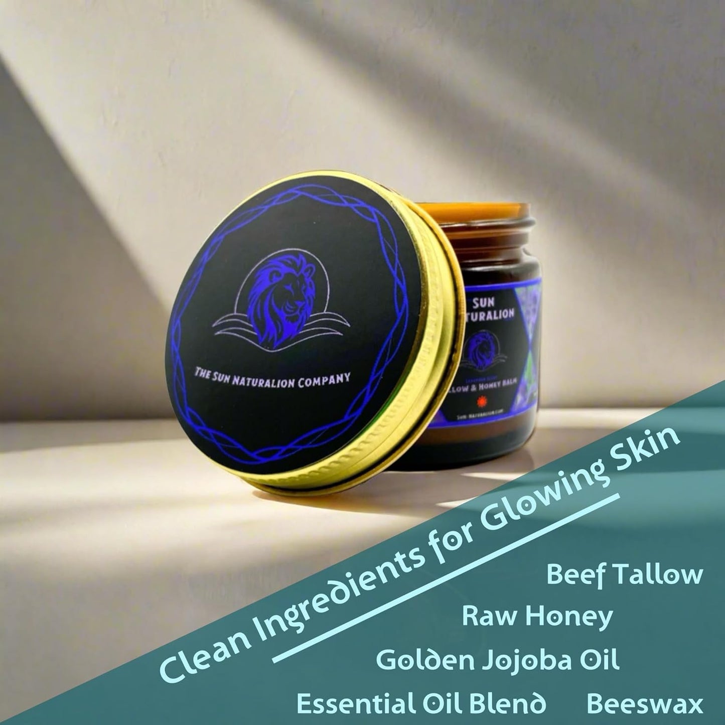 Tallow & Honey Balm (Lavender Scent), Made with 100% Grass-Fed Beef Tallow and Organic Ingredients, Great for Sun-Damaged Skin, Dry Skin and More