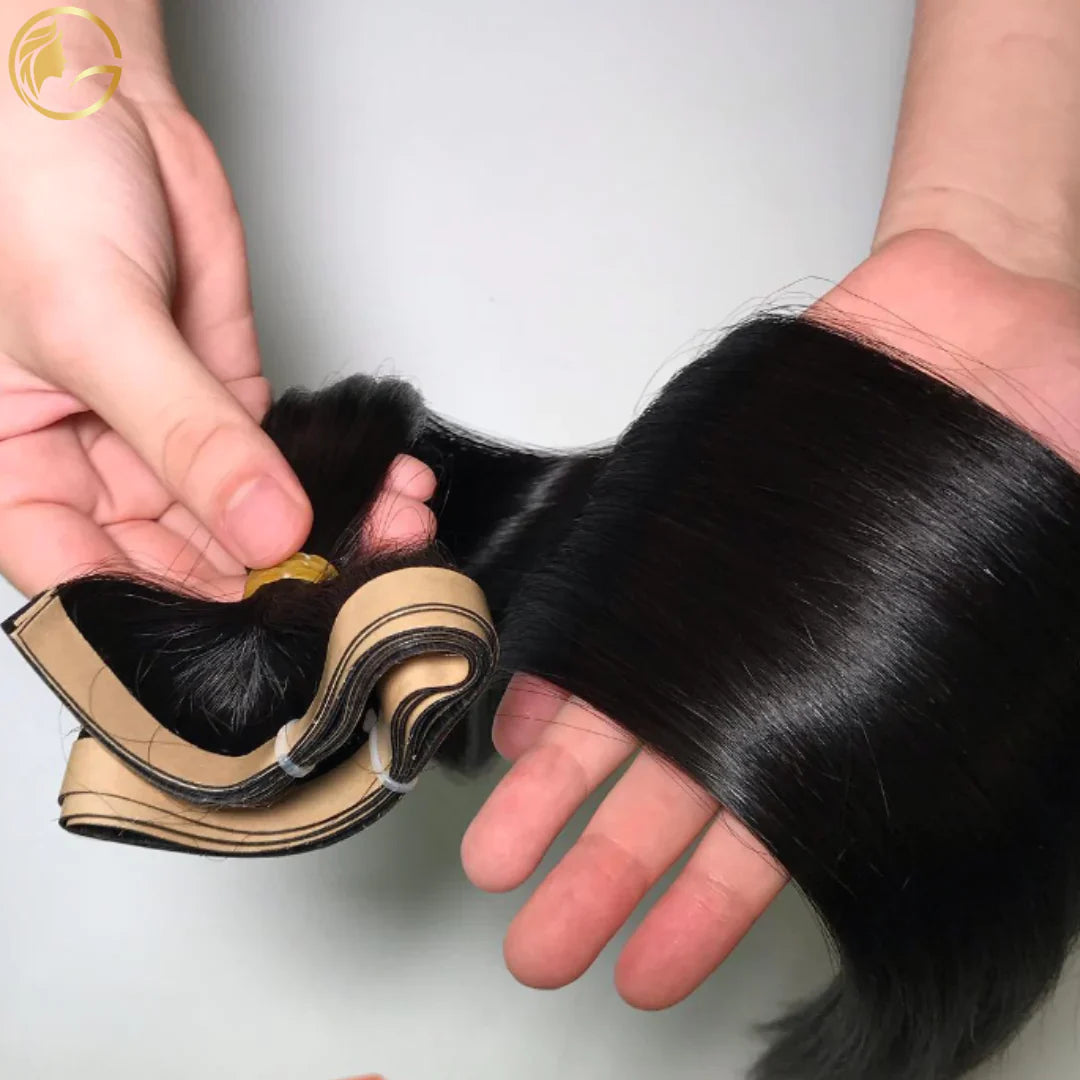 Long Tape Hair Extensions - 100% Human Hair Straight, #1 Jet Black Color (2 Lines, 50 Grams/ Line 32 Inch Witdth, Total 100 Grams)