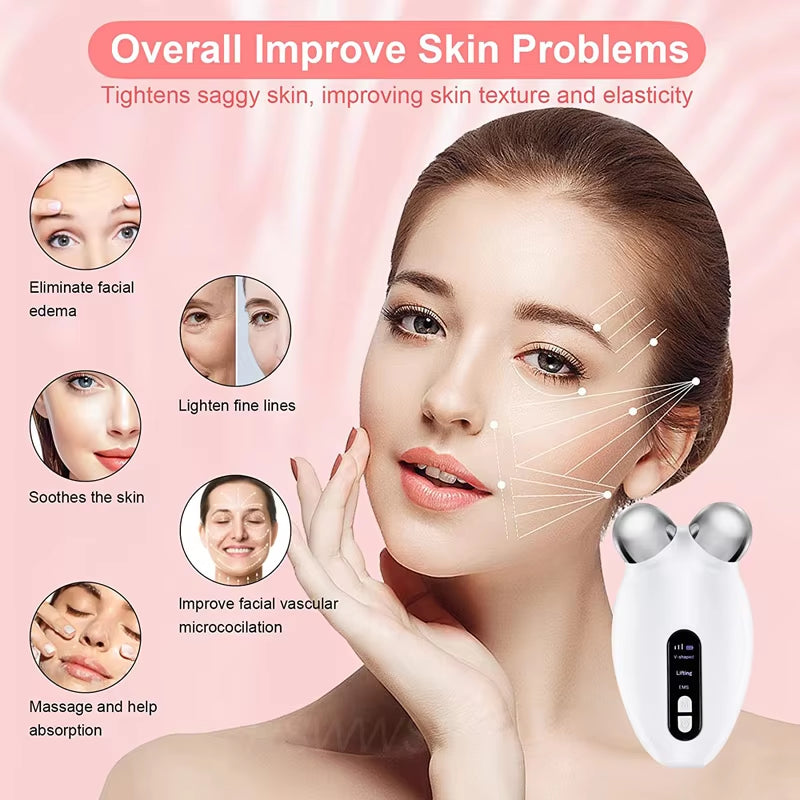 Face Lifting Massager EMS Microcurrent Roller Massage for Double Chin Reducer Tighten anti Wrinkle Massage Beauty Devices