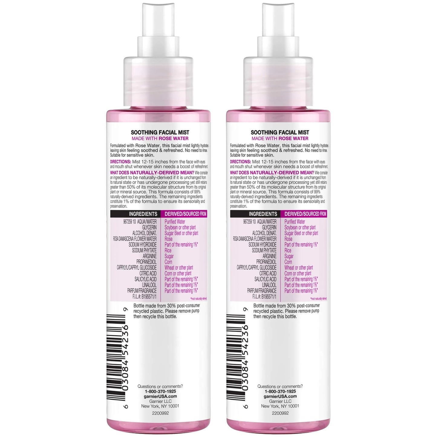 Skinactive Facial Mist Spray with Rose Water, 4.4 Fl Oz (Pack of 2) (Packaging May Vary)