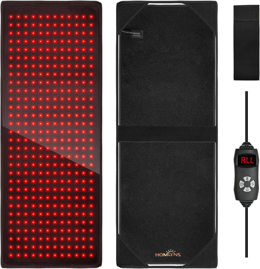 Red Light Therapy Pad, 31.5" × 11.8" Infrared Light Therapy Pad with 5 Light and 6 Timer Levels, 360 3-In-1 LED Modules, 660Nm & 850Nm near Infrared with Pulse Mode