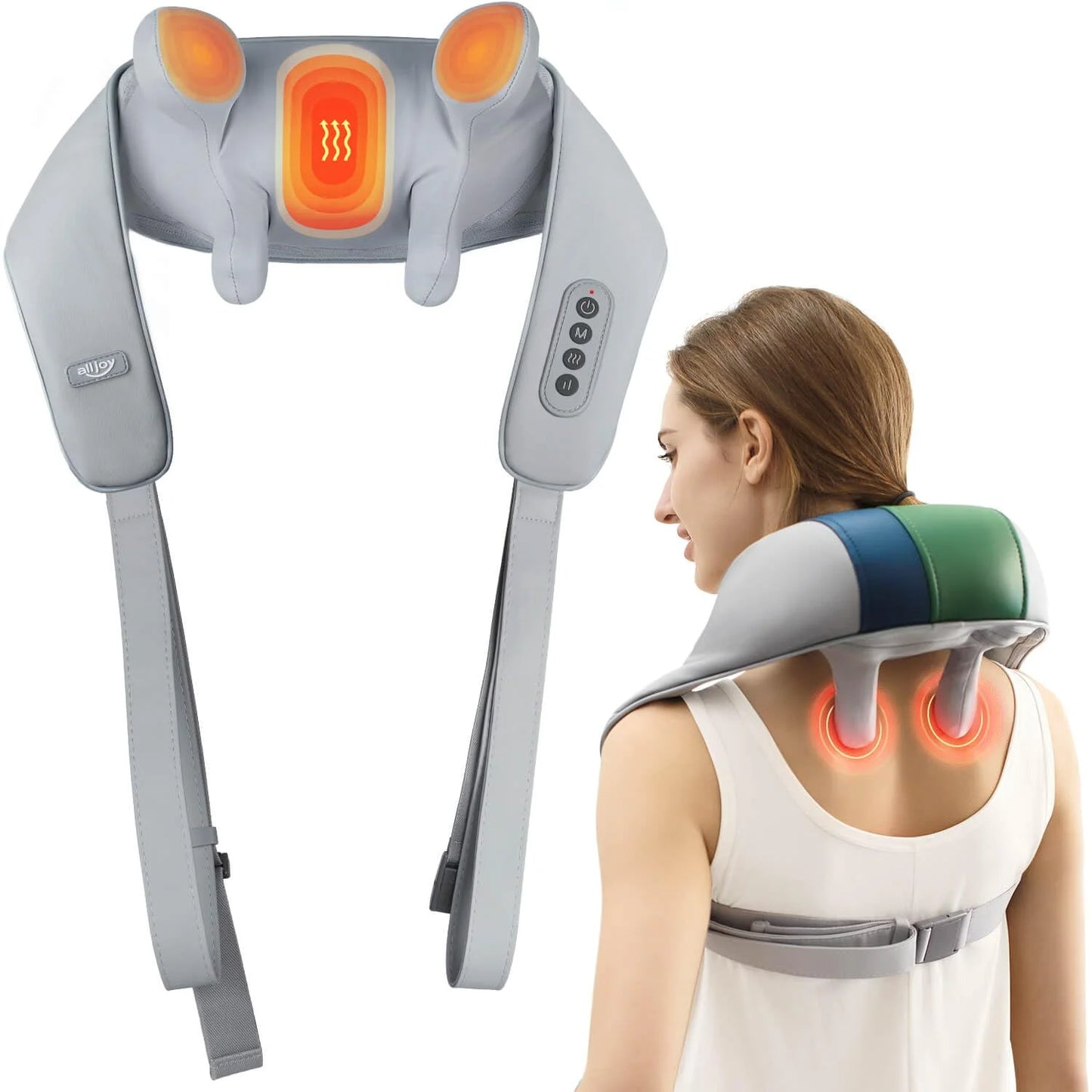 Neck and Shoulder Massager with Heat, Cordless Shiatsu 4D Deep Tissue Kneading Massage for Neck, Back, Leg, Gifts for Women Men Mom Dad